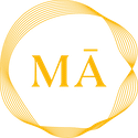 Logo of MA Yoga Studio Victoria, featuring a the waveform of the sound MA with the letters ‘MA’ in the center.