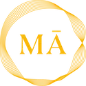 Logo of MA Yoga Studio Victoria, featuring a the waveform of the sound MA with the letters ‘MA’ in the center.